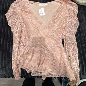 Astr Icy Pink Lace Top